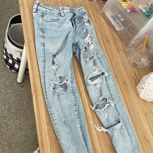 Light blue ripped skinny jeans